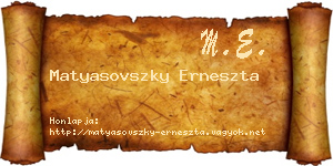 Matyasovszky Erneszta névjegykártya